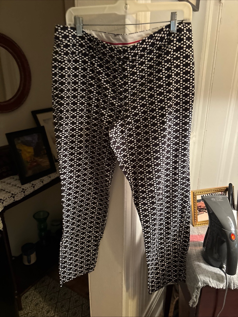 Zac & Rachel Black and White Geometric Straight-Leg Pants